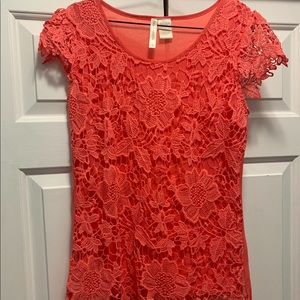 Coral lace shirt